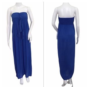 Lani Lau Hawaii Royal Blue Strapless Maxi Dress Size Extra Small